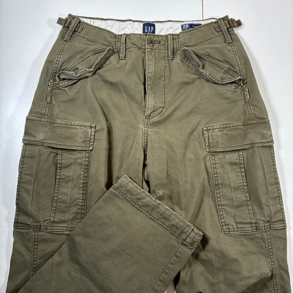 Gap Cargo Pants 29x28 Green Relaxed Military Army Flap Pockets (Tag‎ 28x30)